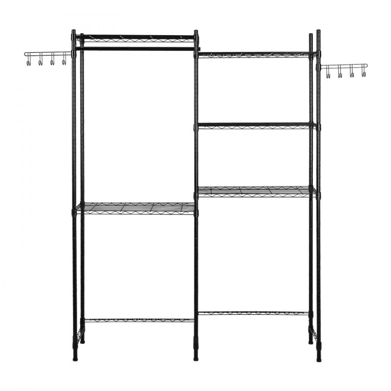 Étagère de rangement au-dessus de la laveuse et de la sécheuse, séchoir à linge à 5 niveaux avec tringle et crochets, tablettes réglables au-dessus de la laveuse et de la sécheuse, étagère de rangement pour la salle de lavage