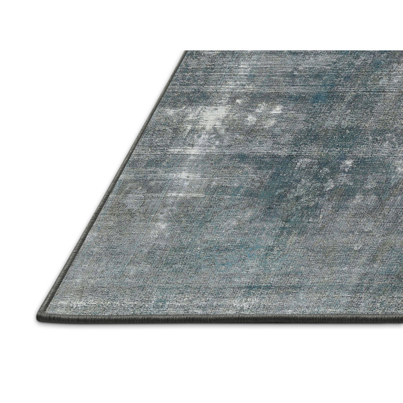 Tapis traditionnel gris / bleu, Rectangle 5 pi x 7 pi
