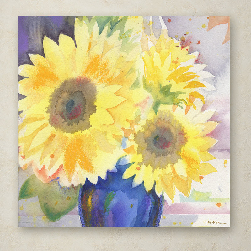 « tournesol fleur bouquet », reproduction d’art sur toile tendue, H 14 po x l 14 po x P 2 po