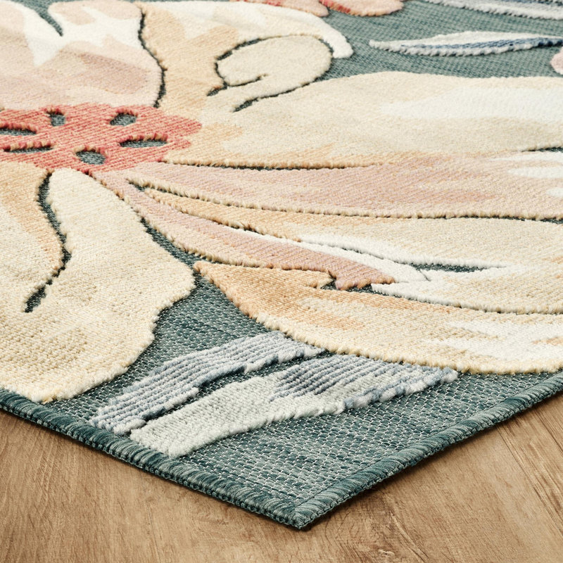 Floral Indoor / Outdoor Area Rug, Rectangle 120 x 170 cm