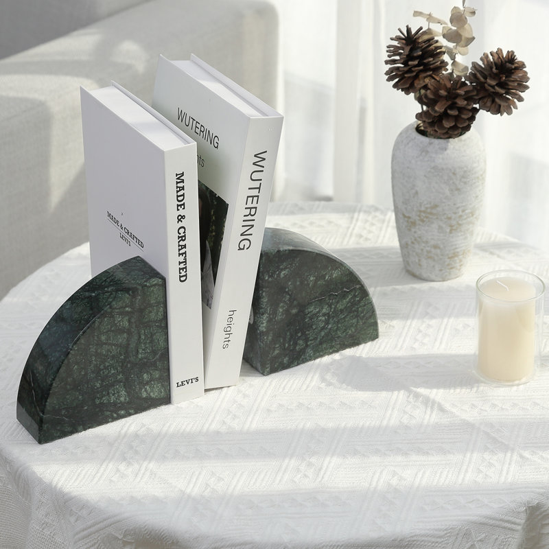 Marble Bookends (Set of 2), Green