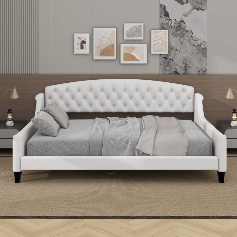 Full Size Modern Luxury Tufted Button Daybed, Beige