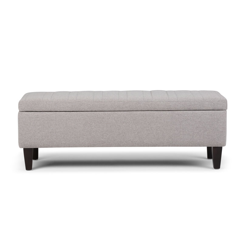 Gray Cloud Linen Rectangular Storage Ottoman with Lift-Up Lid