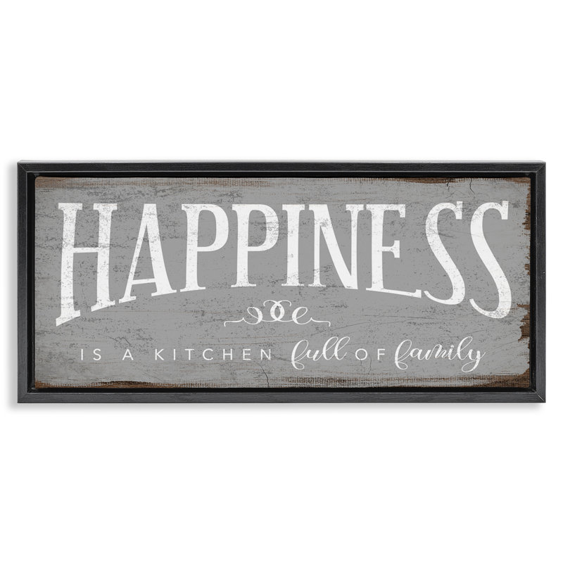 "Happiness is A Full Kitchen", art mural encadré sur toile flottante par Daphne Polselli, Cadre flottant noir de jais
