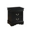 Table de chevet moderne noire élégante - rangement à 2 tiroirs avec queue d'aronde française et glissières en métal, poignées en nickel brossé pour la chambre à coucher-1202802856