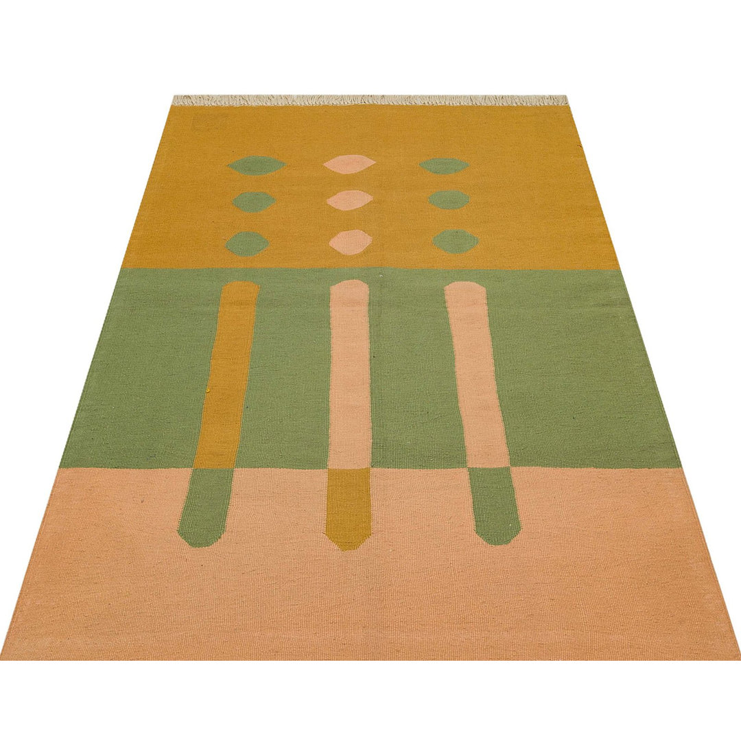 Kilim Beige Geometric Wool Handmade Area Rug