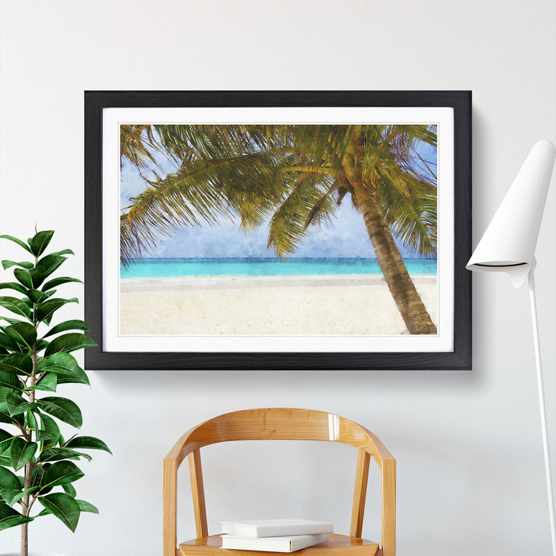 Palm Tree Beach Vol.3 - Framed Print, 36cm H x 48cm W x 2cm D, Black Framed