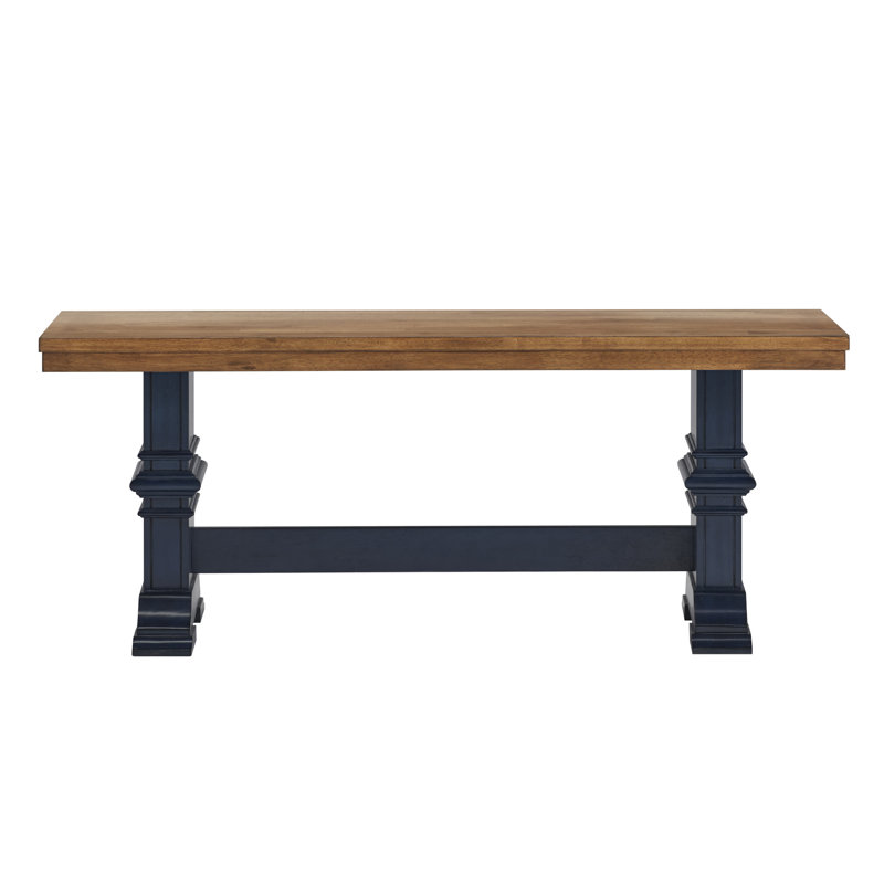Banc en bois Fortville, Chêne/ Denim antique
