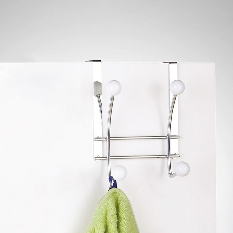 Support à suspendre au-dessus de la porte avec 4 extrémités sphériques, Chrome/White