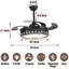 42" Demorato 4- Blade LED Crystal Ceiling Fan with Remote Control and Light Kit Included