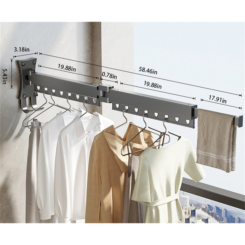 Portant pliant rétractable Spacemaster Pro, H 5,43 po x l 58,46 po x P 3,18 po