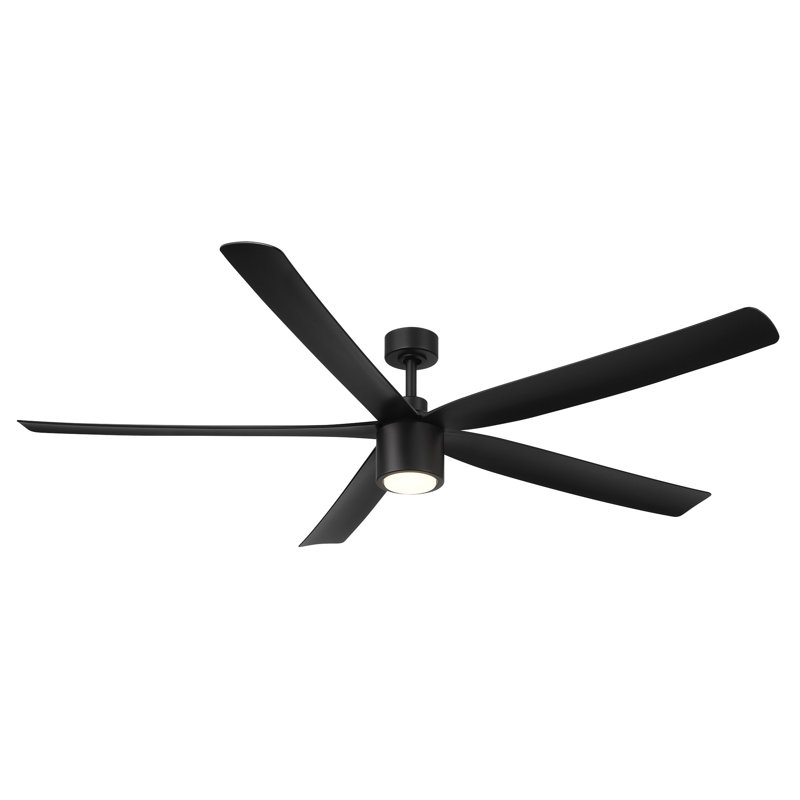 RAVIAN 5-Blade Ceiling Fan With Remote and Dimmable Light, Matte Black, 72"