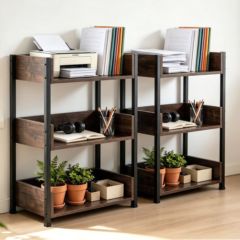 Chrystin 30" H x 23" W Steel Standard Bookcase, Gray