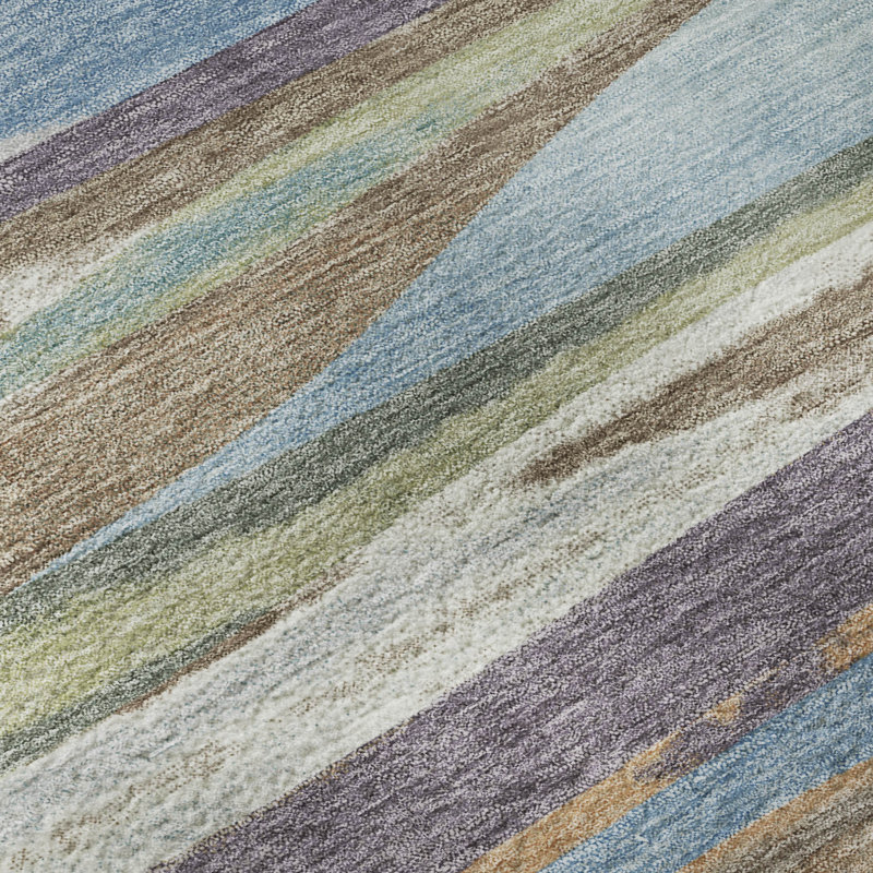 Tapis abstrait lavable à la machine Premium, Mauve, 5 pi x 7 pi 6 po