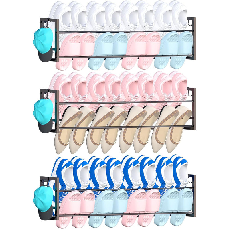 3 Pack Wall Mounted Shoe Rack for Narrow Spaces