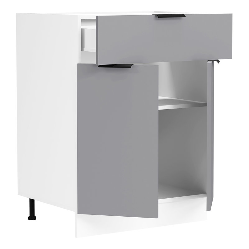 Saurimas 82Cm H x 60Cm W x 46Cm D Manufactured Wood Standard Base Cabinet, White/Anthracite