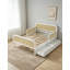 Lit plateforme double en rotin et bois avec 2 tiroirs de rangement, tête de lit et pied de lit pour enfants-129742311