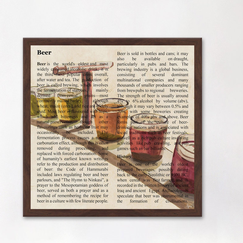 «Beer Smorgasbord» par Eyre Tarney - reproduction de cadre photo, H 12 po x l 12 po x P 1,5 po