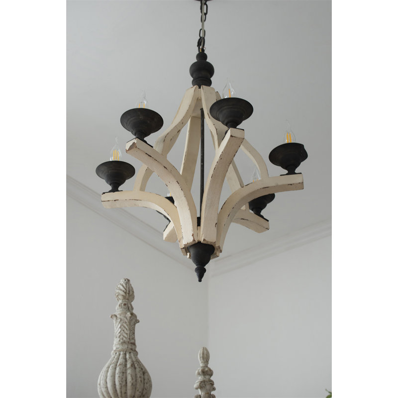 Lustre en bois 6 lumières