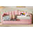 Upholstered Twin Size Daybed with Adjustable Height Pop Up Trundle Twin Bed and USB & Type-C Charging Port, Day Bed Frame with 2 Side Pockets, No Box-Spring Needed-129865501
