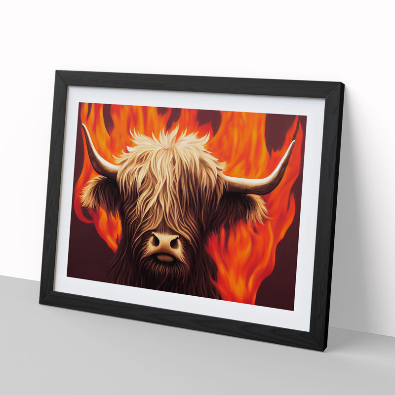 XH1022-9417X Unforgettable Highland Cow - Single Picture Frame Print, Black Framed, 25cm H x 34cm W x 2cm D