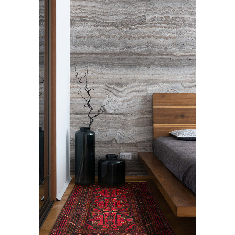 Tapis rouge Teimani 3 pi 6 po x 6 pi 3 po