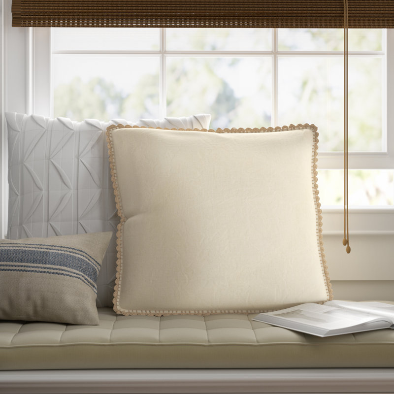 Stokes Embroidered Linen Reversible Throw Pillow, 22" x 22", Terra, Pillow Cover Only