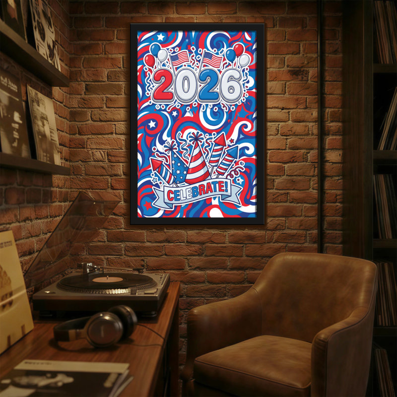 Motif de célébration patriotique rouge, blanc et bleu tendance, H 18 po x l 12 po