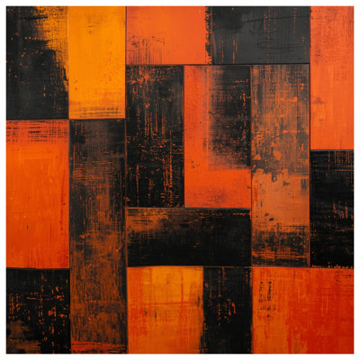 Housses de couette orange à blocs noirs