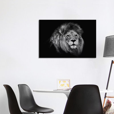 Lion africain en noir et blanc par David Whelan - reproduction de photo sur toile tendue