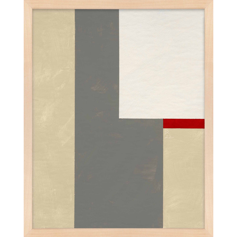 «Slice of Red 2» par Robert Kamnatnik - Art mural encadré, Papier avec cadre érable, H 30 po x l 24 po x P 1,25 po