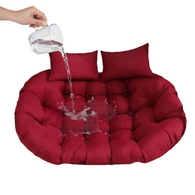 59" X 39" Double Hanging Egg Chair Cushion, 6.3 Inch Thick Waterproof Seat Pad With Pillows For Patio & Garden