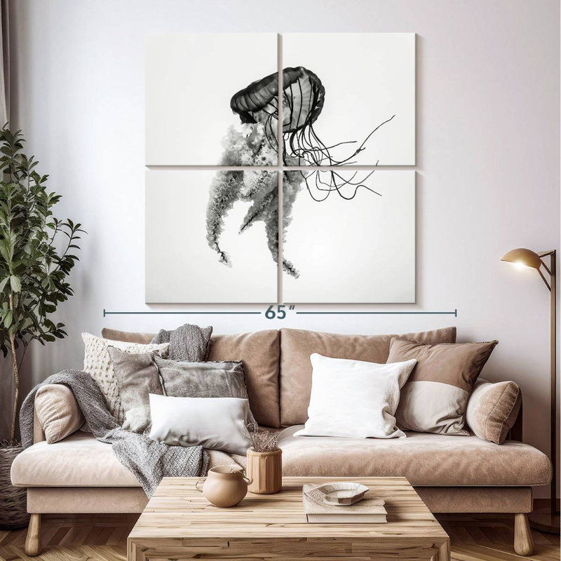 Monochrome Jellyfish, 50" H x 50" W