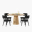 Ensemble de salle à manger rond 5 pièces avec table à pied centrale et chaises rembourrées-626328741-626328746