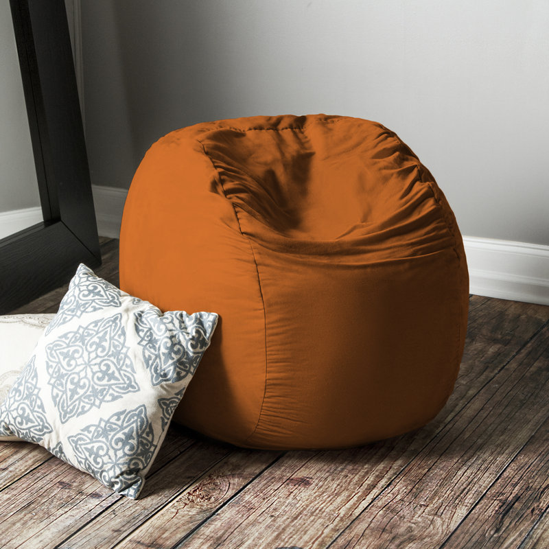 Saxx 3 Foot Round Bean Bag w/ Removable Cover, Microsuede Orange