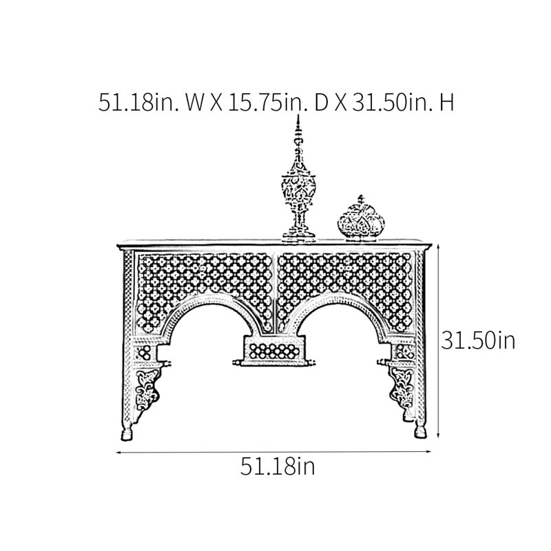 Southeast Asian Hand Carved Art Console Table, Brown+Yellow