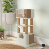 TRIXIE Lucano 43.3" XXL Cat Tree - Sisal Scratching Posts, Plush Covered House, Cat Beds, Platforms, Two Hanging Toys