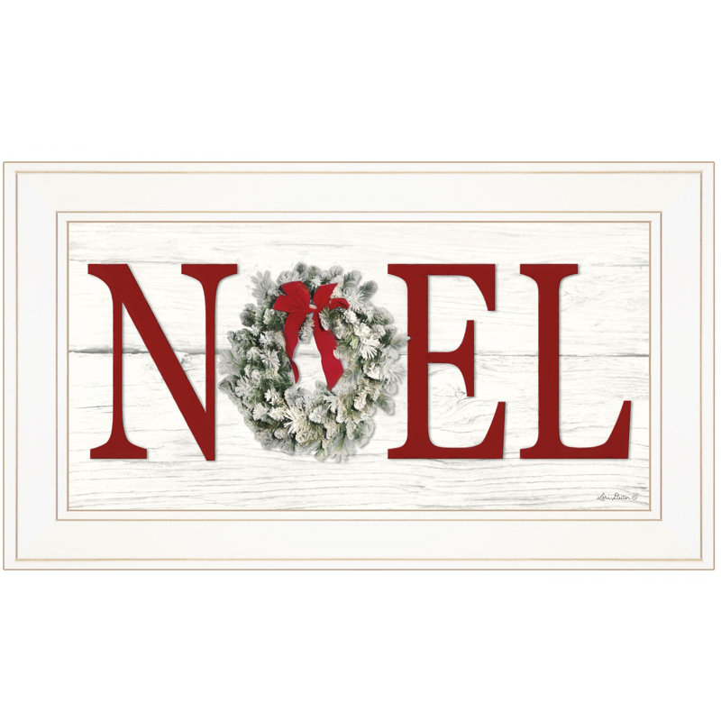 «Christmas Noel» par Lori Deiter, reproduction encadrée prête à accrocher, cadre blanc