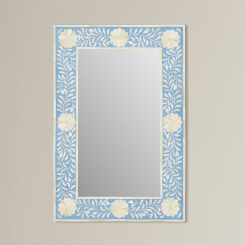 Vivienne Bone Inlay Wall Mirrored, Blue