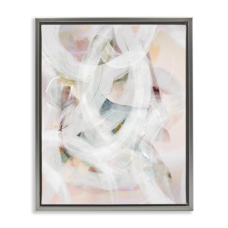 Cadre flottant à abstraction Tender Moments, design par Gemma Bardot, H 21 po x l 17 po, Cadre flottant gris lustré