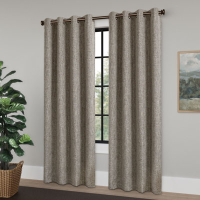 Linen Texture 100% Blackout Grommet Curtain Pair(2 Panels)