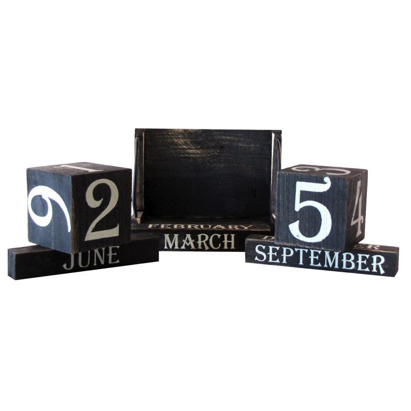 Calendrier à blocs perpétuels en bois de bureau Nadia