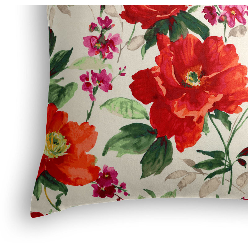 Floral Cotton Reversible Throw Pillow, 16" x 16"