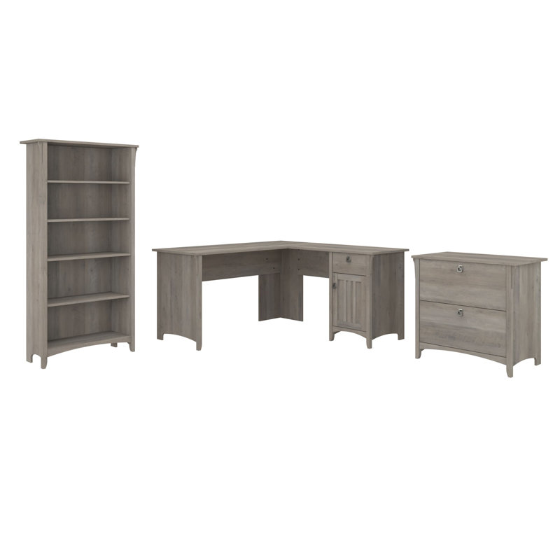 Khadesha 3 Piece Computer Desk Office Set, Driftwood Gray