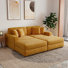 Ensemble de canapé-lit modulaire rembourré 4 pièces en velours côtelé orange avec fauteuils et repose-pieds amovibles