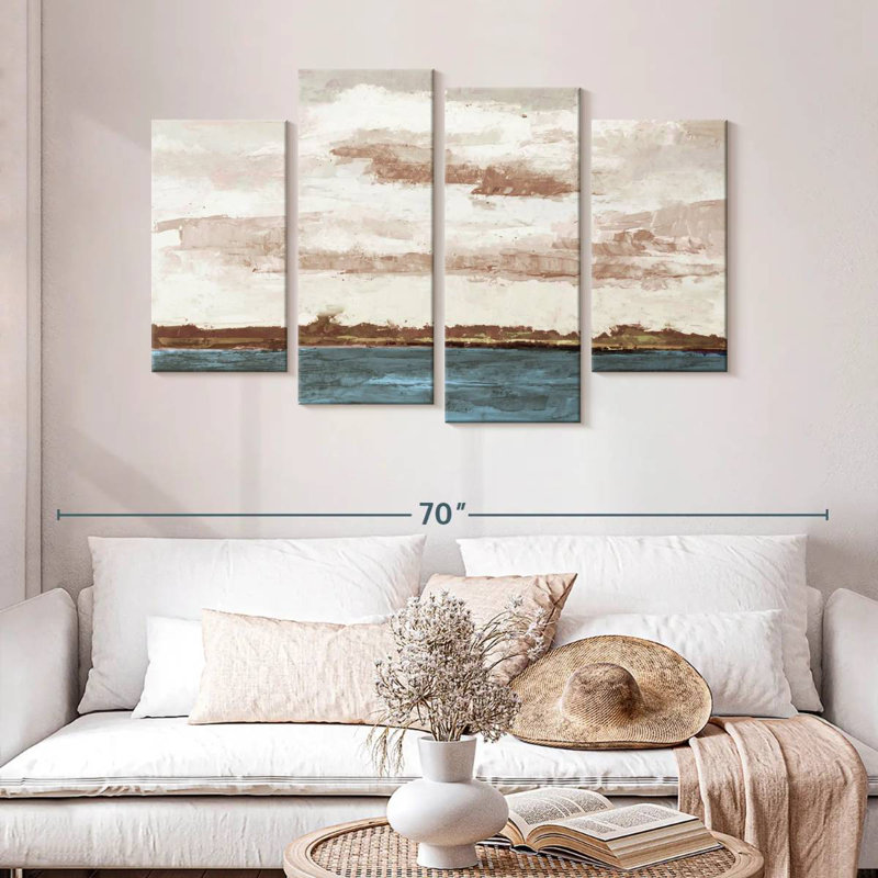 Avery, rivages nuageux et ciel rose, H 32 po x l 52 po