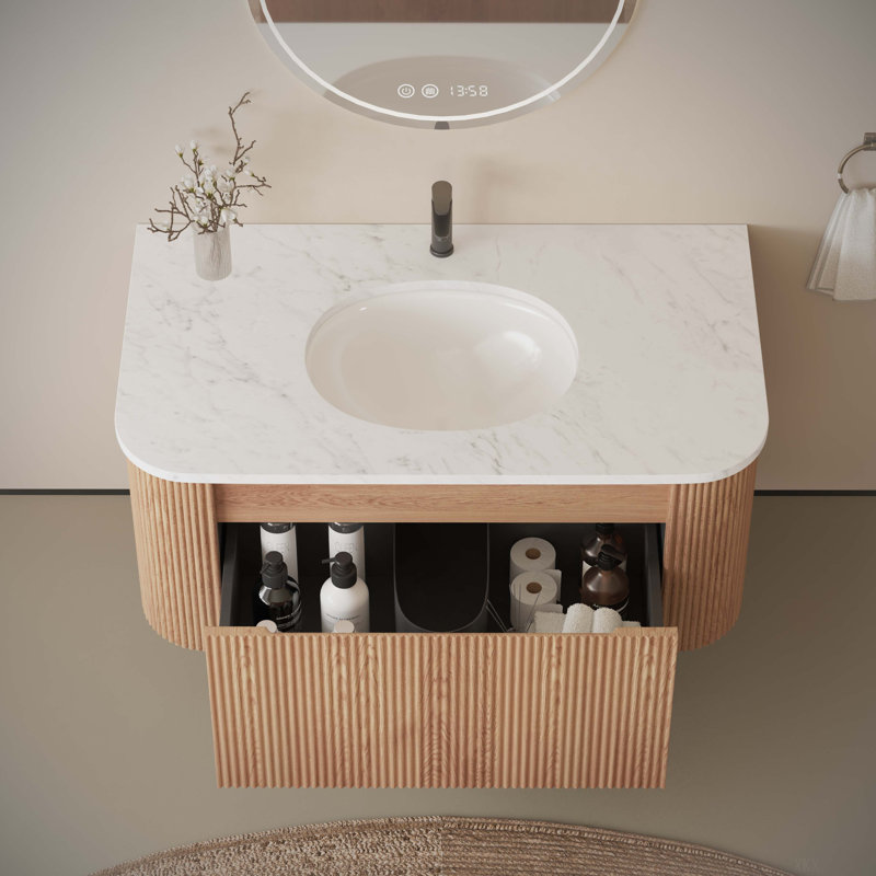Meuble-lavabo mural 36 po avec comptoir, lavabo en céramique Arcora