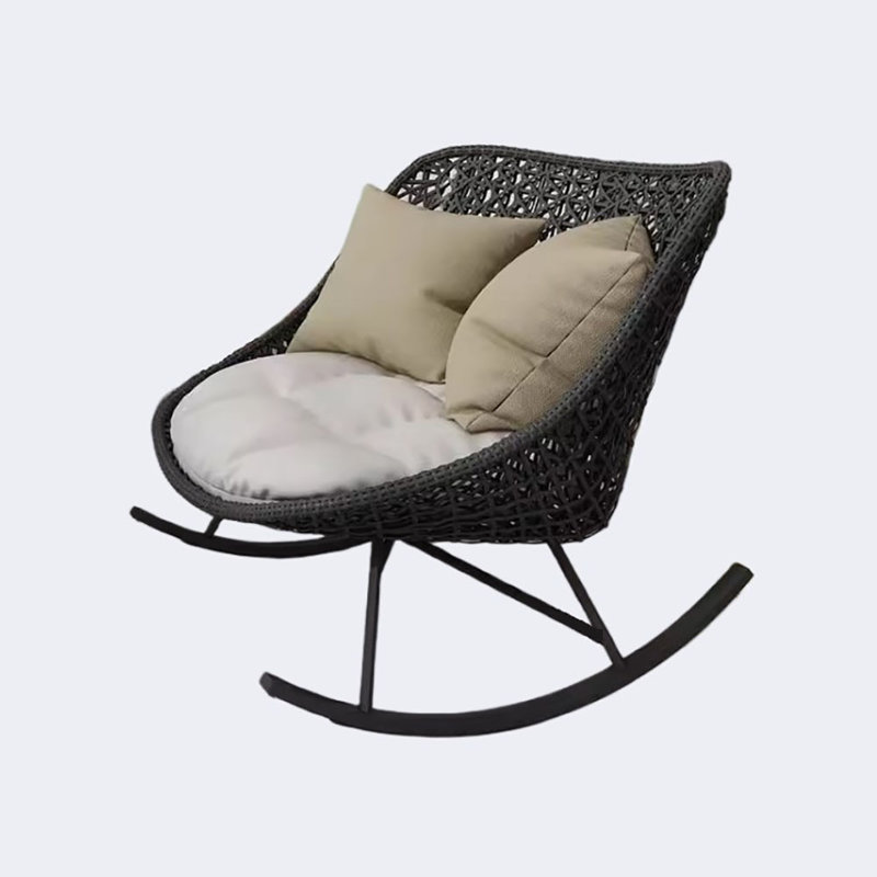 Chaise berçante décontractée simple et moderne, Blanc, Noir