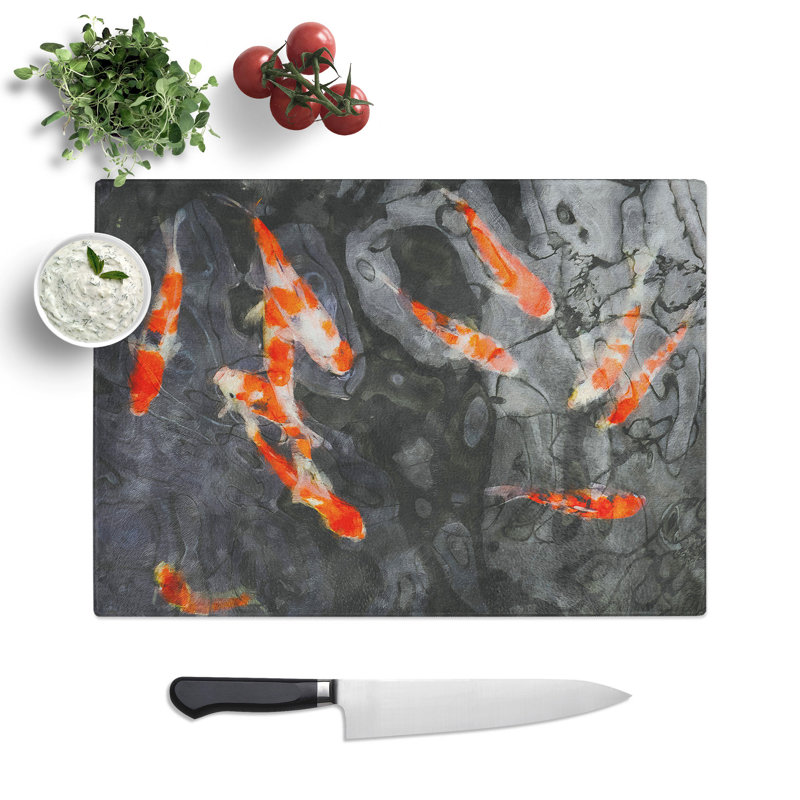Tempered Glass Carp & Koi Fish Chopping Board, 20 cm x 28.5 cm
