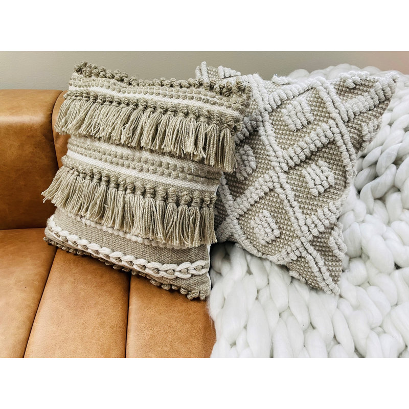 Fringed Outdoor Throw Pillow